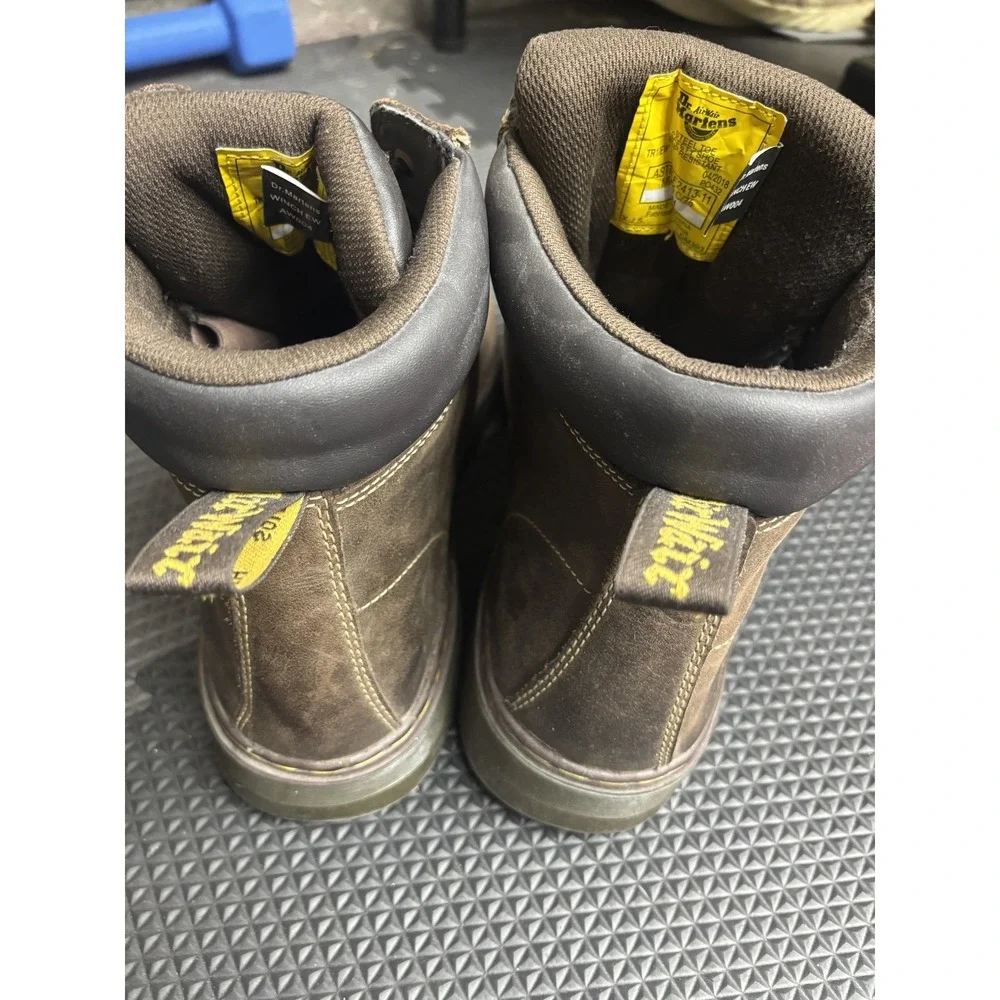 Dr. Martens Industrial Steel Toe Work Boots Men's US 16 Brown Leather Slip